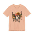 Boho Bull Skull Tee — Sunflower & Feather Western Graphic T-Shirt