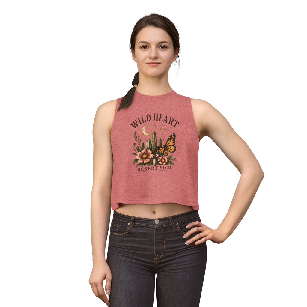 Wild Heart Desert Soul Crop Top — Boho Cactus & Monarch Butterfly Graphic