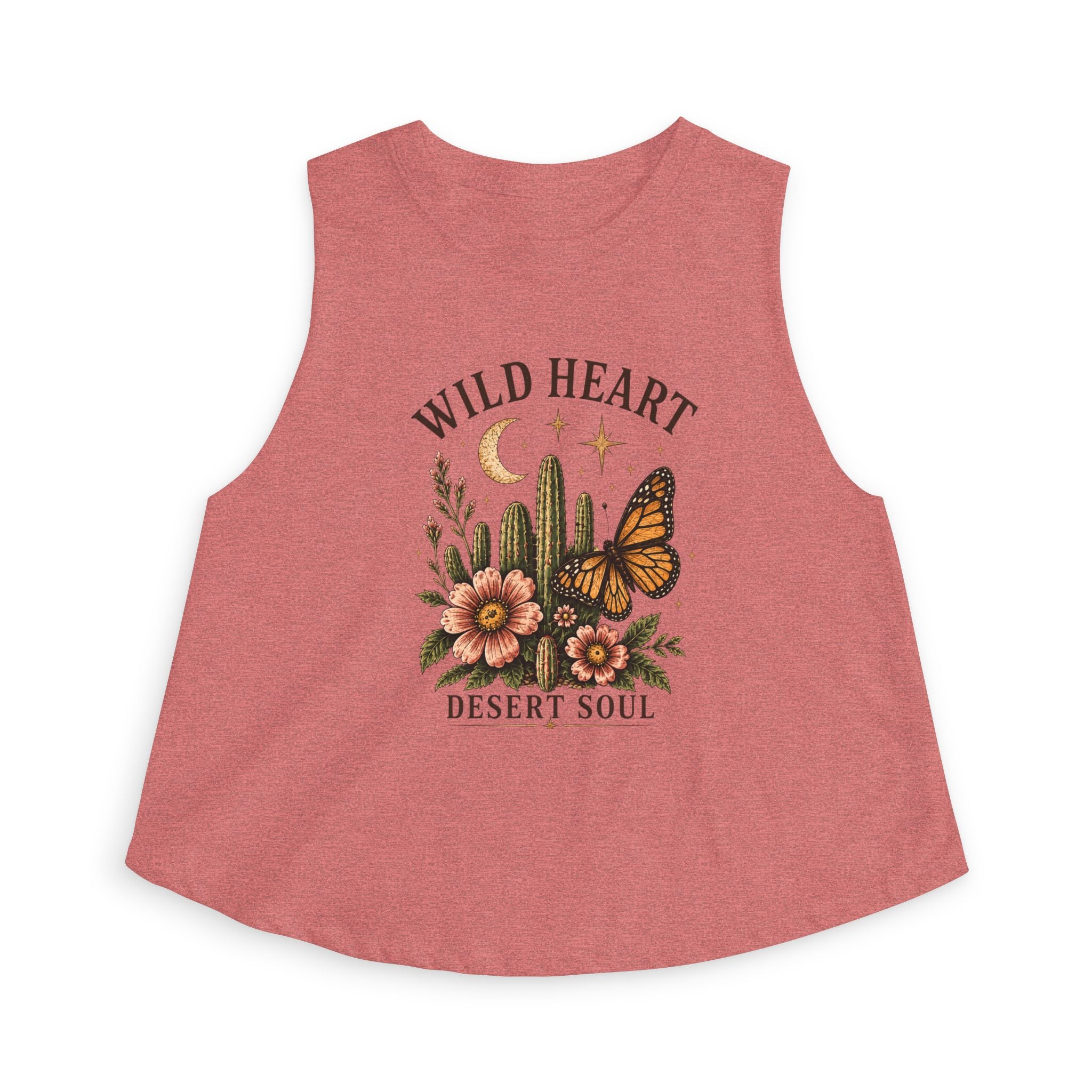 Wild Heart Desert Soul Crop Top — Boho Cactus & Monarch Butterfly Graphic