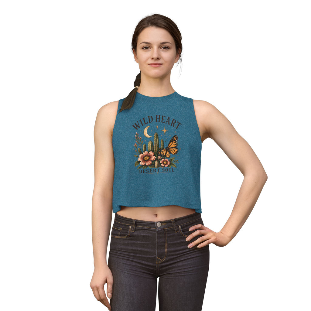 Wild Heart Desert Soul Crop Top — Boho Cactus & Monarch Butterfly Graphic
