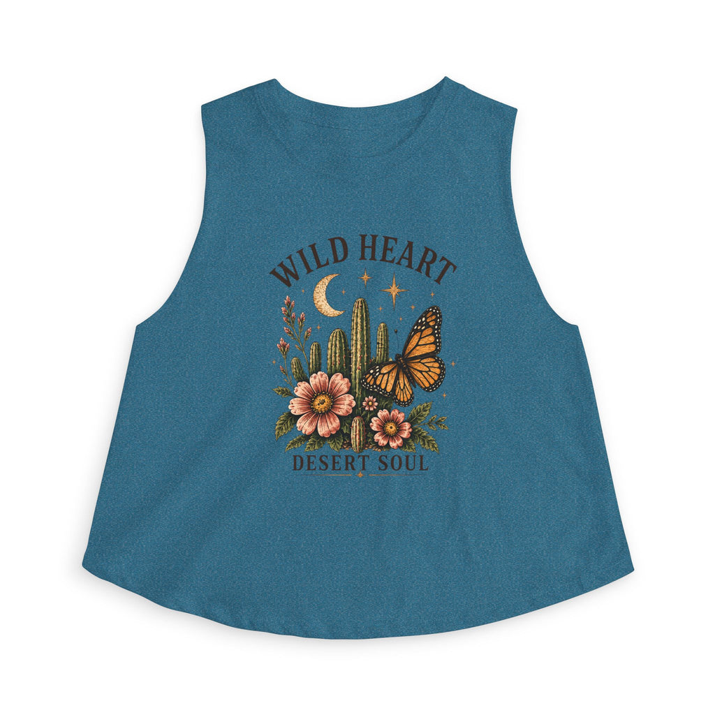 Wild Heart Desert Soul Crop Top — Boho Cactus & Monarch Butterfly Graphic