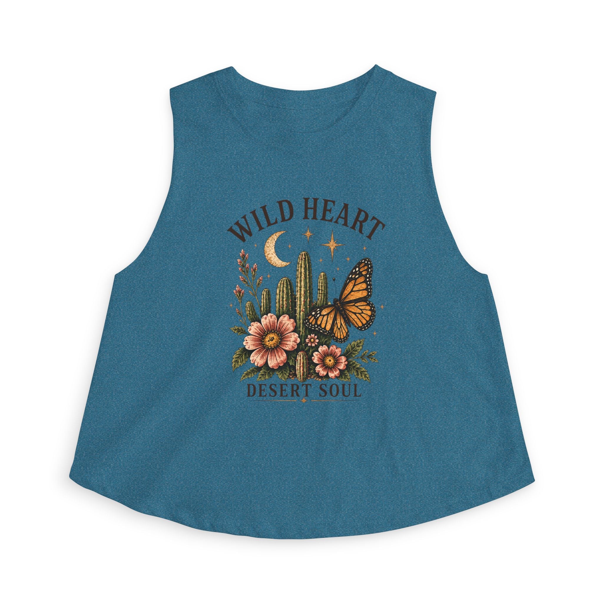 Wild Heart Desert Soul Crop Top — Boho Cactus & Monarch Butterfly Graphic