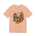 Sunflower & Cactus Tee — Boho Moon Floral Graphic Shirt