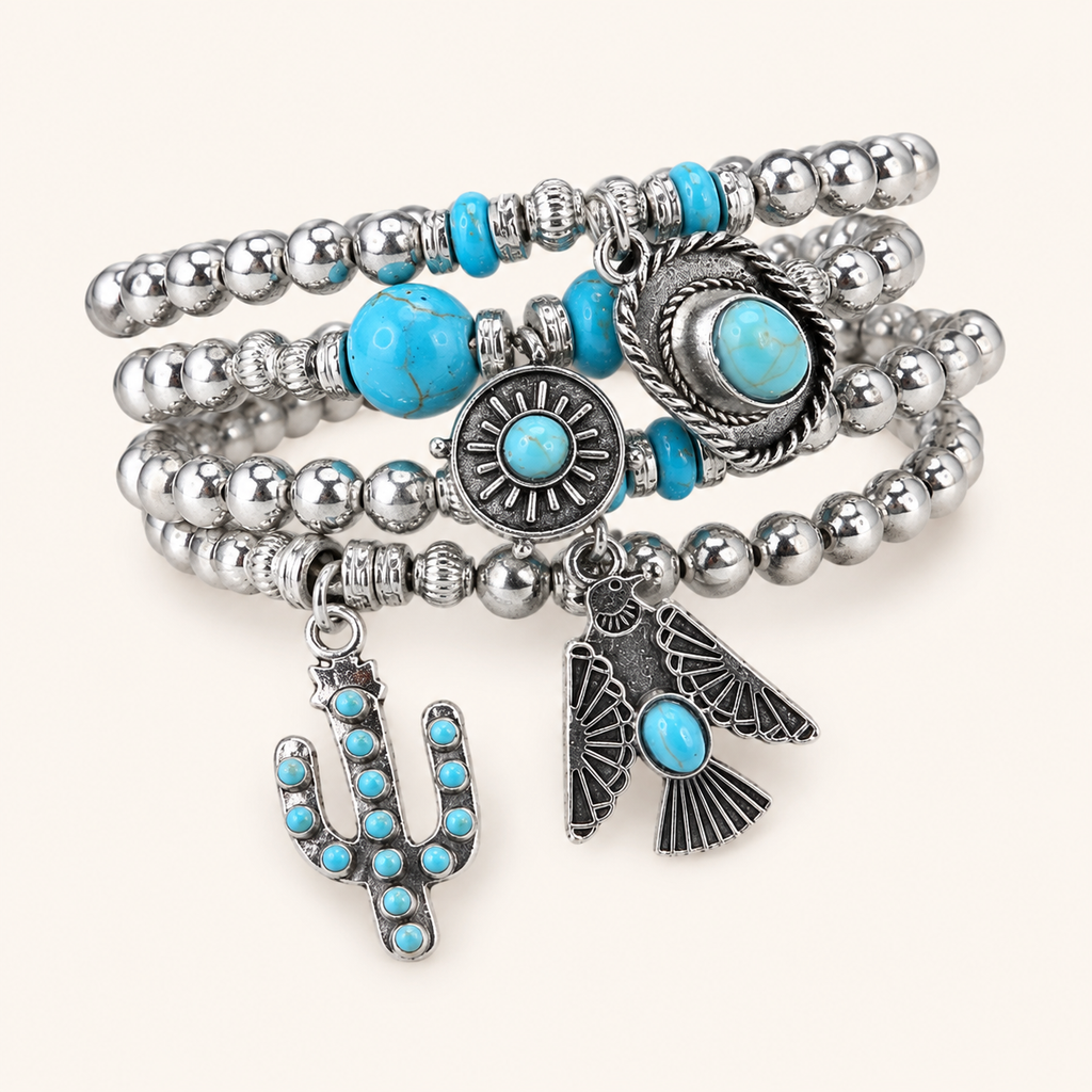 Desert Thunderbird Turquoise Charm Bracelet Set