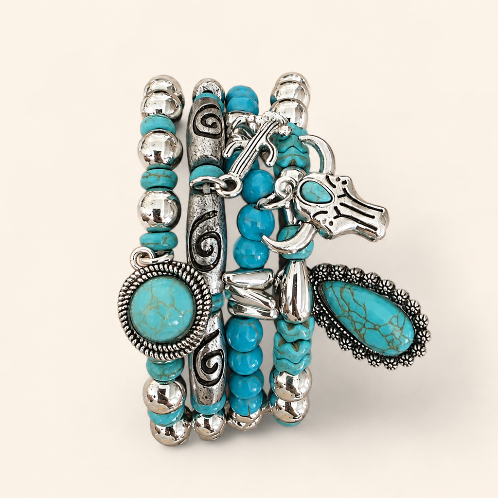 Wild West Turquoise Longhorn Bracelet Stack