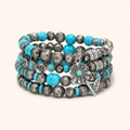 Desert Bloom Turquoise & Antique Silver Bracelet Stack