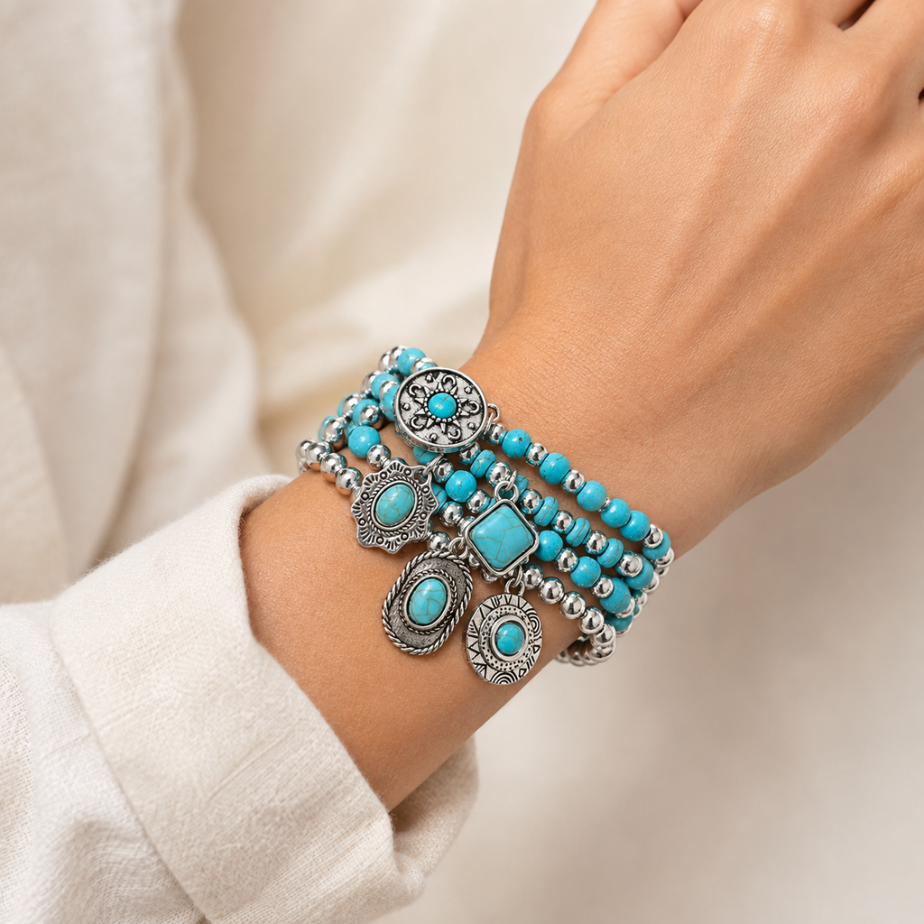 Turquoise Concho Western Bracelet Stack