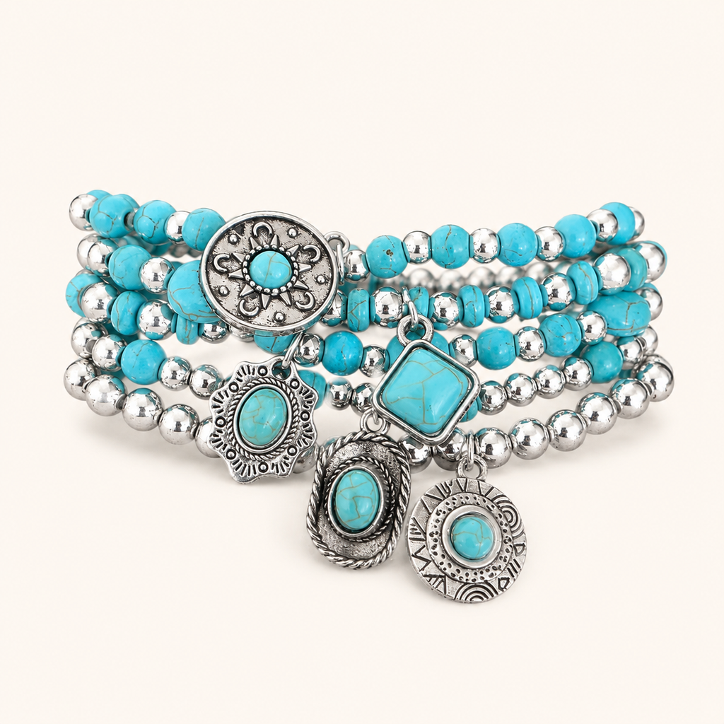 Turquoise Concho Western Bracelet Stack