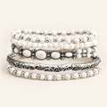 Ivory Desert Stone Silver Bracelet Set
