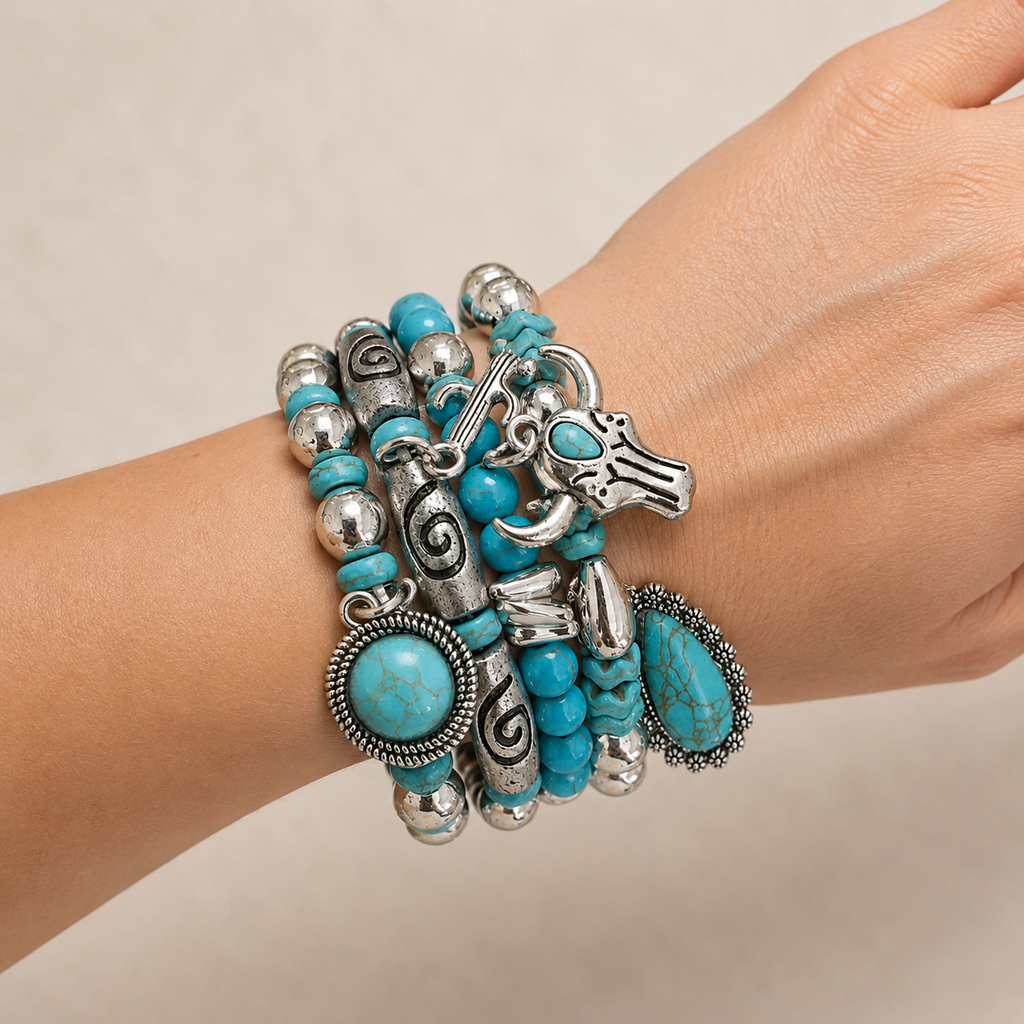 Wild West Turquoise Longhorn Bracelet Stack