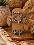 Western Turquoise Concho Stud Earring Set