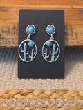 Turquoise Desert Cactus Drop Earrings