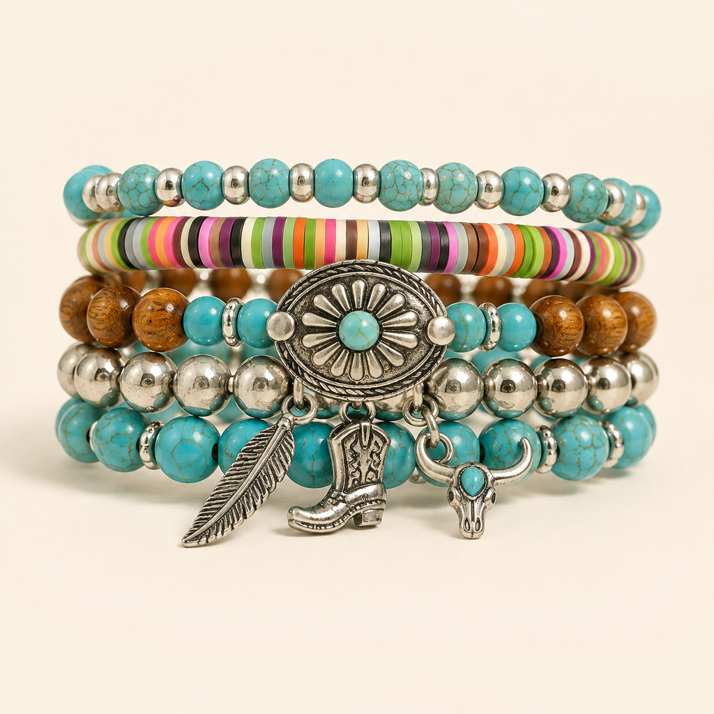 Desert Bloom Turquoise Charm Bracelet Set