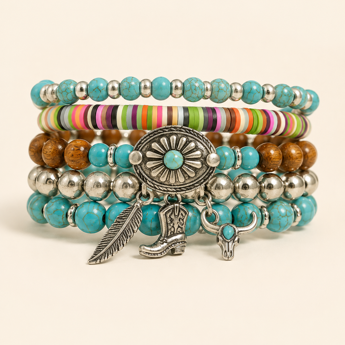 Desert Bloom Turquoise Charm Bracelet Set