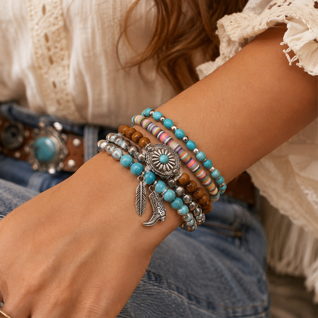 Desert Bloom Turquoise Charm Bracelet Set