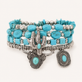 Western Cactus Turquoise Bracelet Stack